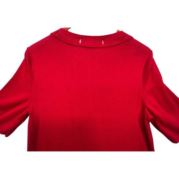 Talbots Womens Knit Top Cutout Collar Design Size L Red Office Classic Casual - Picture 9 of 10